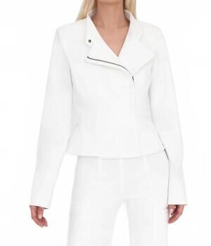 NEW ELAINE KIM darian tech moto jacket in white